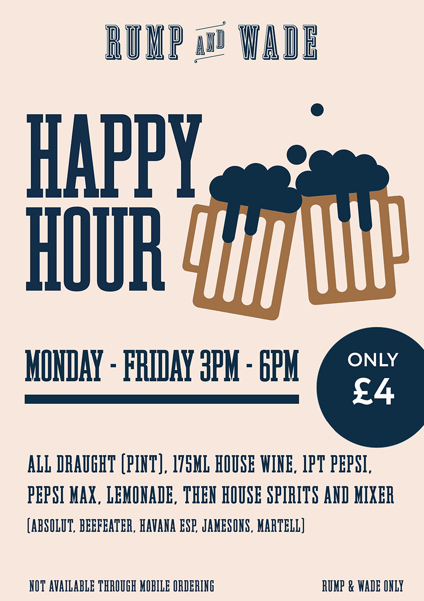 Happy Hour Monday - Friday 3pm to 6pm